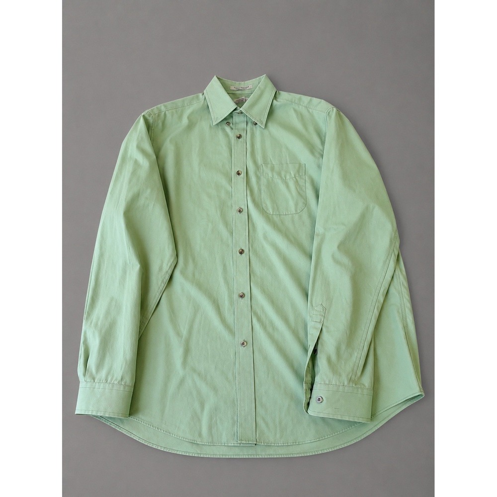 L.L.Bean Wrinkle Resistant Slightly Fitted Dress Shirt Men's L Green Cotton